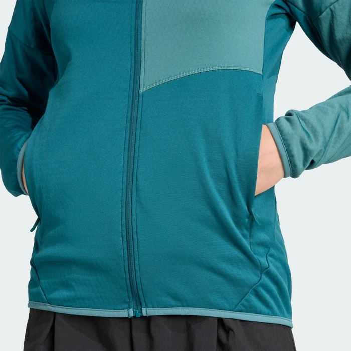 adidas Terrex Xperior Climawarm Light Fleece Hooded Jacke mystery green/preloved teal (Damen)