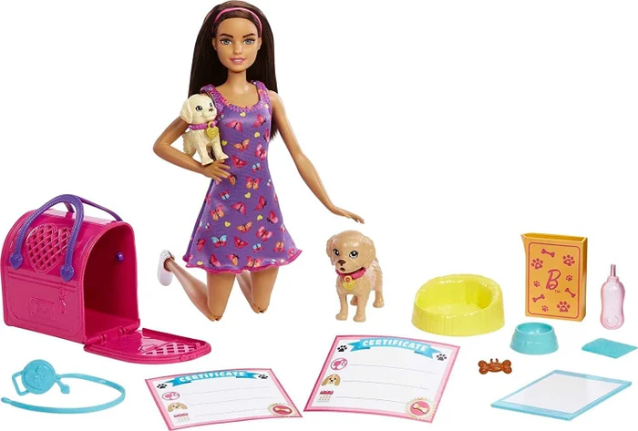 Mattel Barbie - Fashionistas Welpenadoption-Spielset brünett