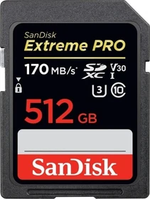 SanDisk Extreme PRO R170/W90 512GB, UHS-I U3, Class 10