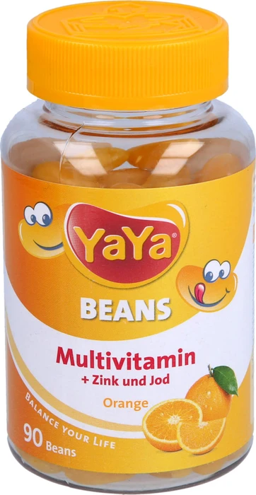YaYa Beans Multivitamin + Zink und Jod Orange Kaudragees zuckerfrei, 90 Stück
