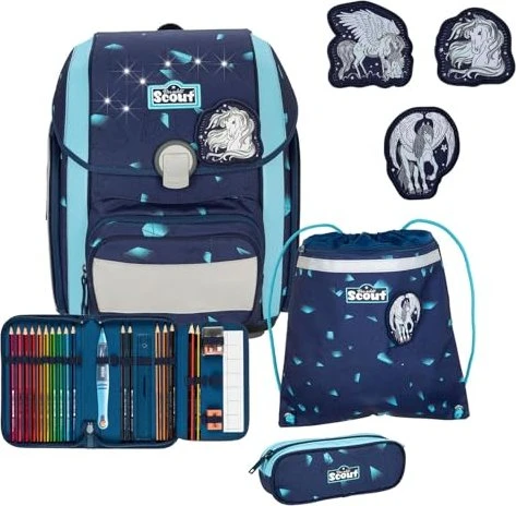Scout Genius Exklusiv LED Pegasus Schultaschen-Set, 4-tlg.