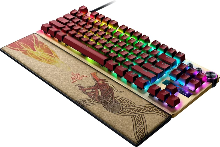 Razer Huntsman V3 Pro Tenkeyless, Counter-Strike 2 Dragon Lore Edition, gold/rot, LEDs RGB, Razer Analog Optical Switch Gen-2, USB, US