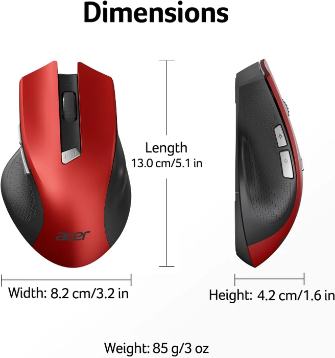 Acer OMR266 2.4GHz Wireless Mouse rot/schwarz, USB