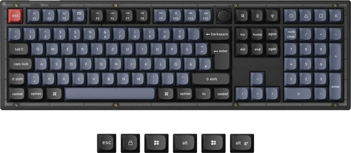 Keychron V6 Knob Version, Frosted Black, PBT, LEDs RGB, hot-swap, Keychron K Pro BROWN, USB & USB-A, DE