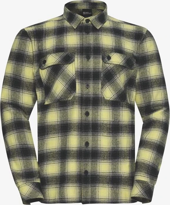Jack Wolfskin Baja Flannel Hemd langarm check/lemon ice (Herren)