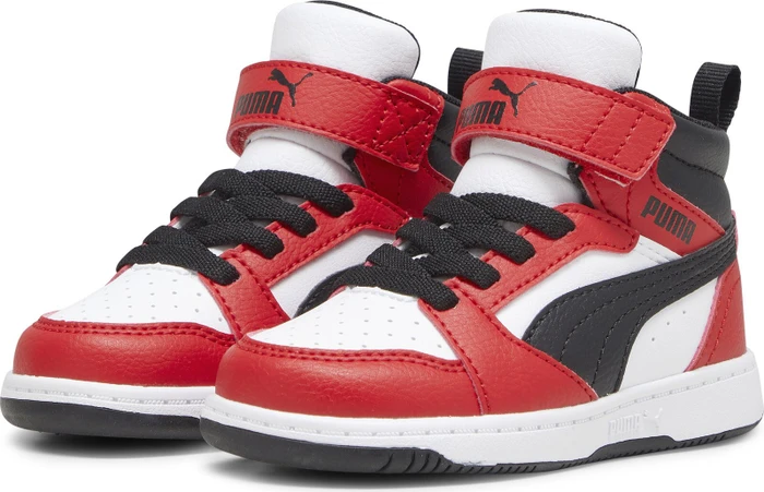 Puma Rebound V6 Mid puma white/puma black/for all time red (Junior)