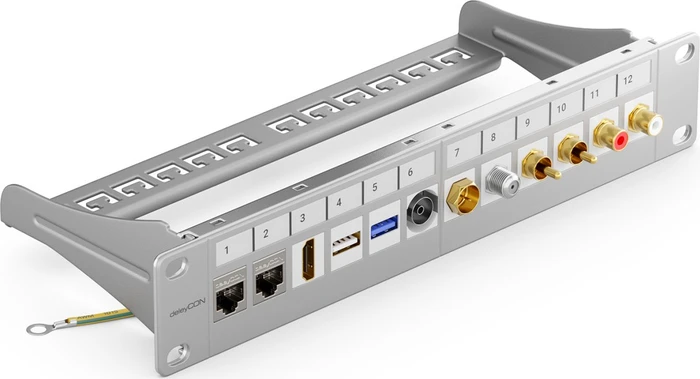 deleyCON Patchpanel für Keystone Module 10", 1HE, 12-Port, 10", 1HE, grau