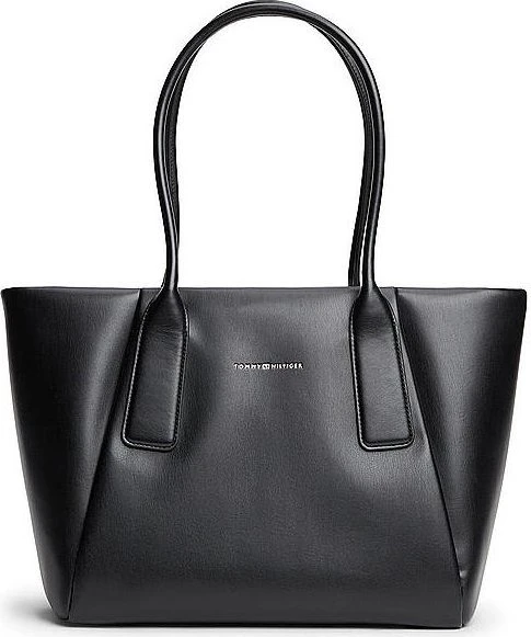 Tommy Hilfiger Essential Metallic-Logo Tote Shopper schwarz