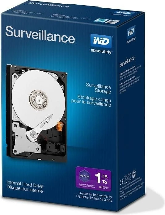 Western Digital WD Purple Surveillance 1TB, 24/7, 512e / 3.5" / SATA 6Gb/s, retail