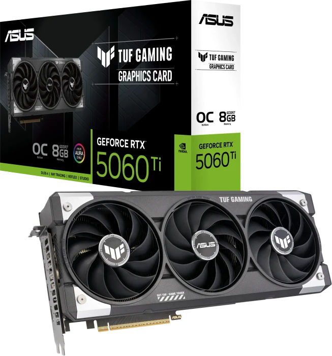 ASUS TUF Gaming GeForce RTX 5060 Ti OC, TUF-RTX5060TI-O8G-GAMING, 8GB GDDR7, HDMI, 3x DP