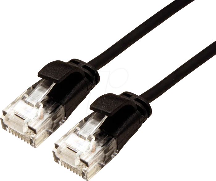 Roline / Secomp DataCenter Slim Patchkabel, Cat6a, U/UTP, RJ-45/RJ-45, 2m, schwarz