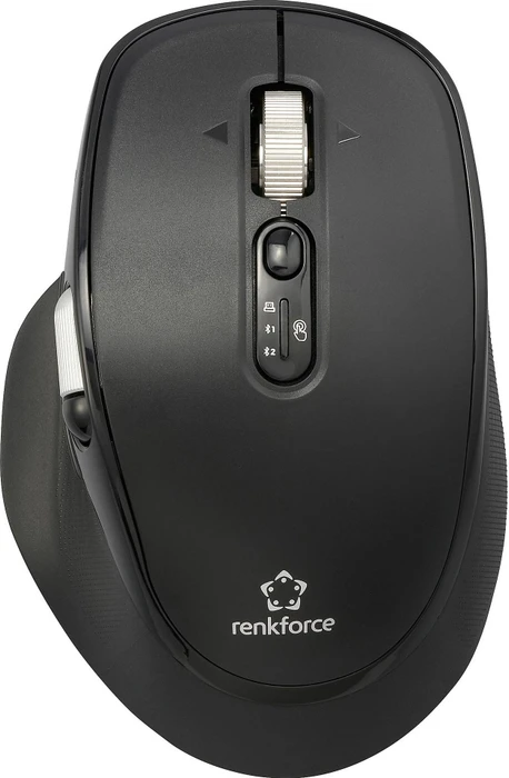 Renkforce RF-WM-220 Wireless Ergonomic Mouse mit zwei Scrollrädern schwarz, USB/Bluetooth