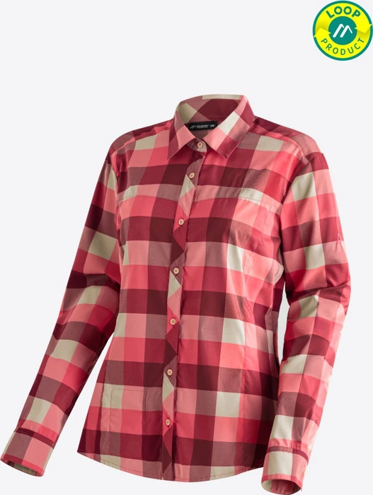 Maier Sports Kendra Hemd langarm red check (Damen)