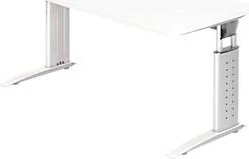 Hammerbacher Ergonomic Plus U-Serie US16/W/W Schreibtisch 160x80cm weiß/weiß