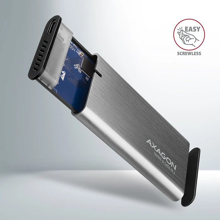 Axagon M.2 Festplattengehäuse, silber, M.2 PCIe/SATA, USB-C 3.1