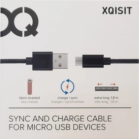 Xqisit Cotton USB-A/Micro-USB Kabel, 1.8m schwarz (17950)