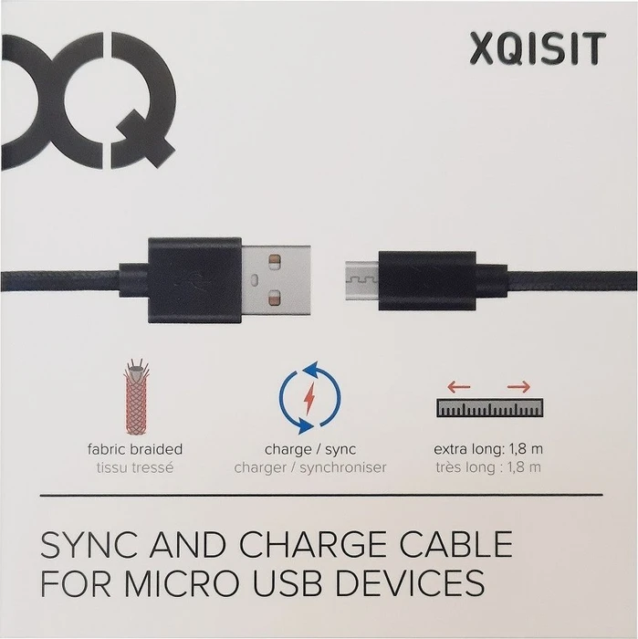 Xqisit Cotton USB-A/Micro-USB Kabel, 1.8m schwarz