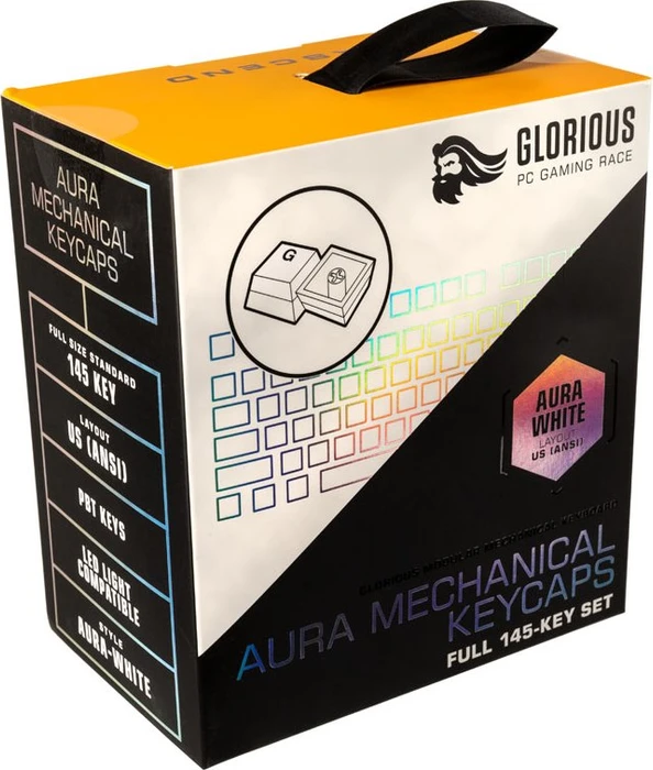 Glorious Aura V2 Keycap Set, Kunststoff (PBT) Double-Shot, weiß, 145 Tasten (104+41), ANSI-US