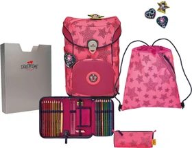 DerDieDas ErgoFlex Easy Exklusiv Superflash Neon Star Schultaschen-Set, 5-tlg.