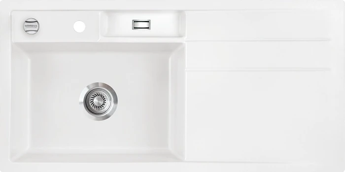systemceram Bela 100 F Einbau Becken links mit Ablauffernbedienung polar