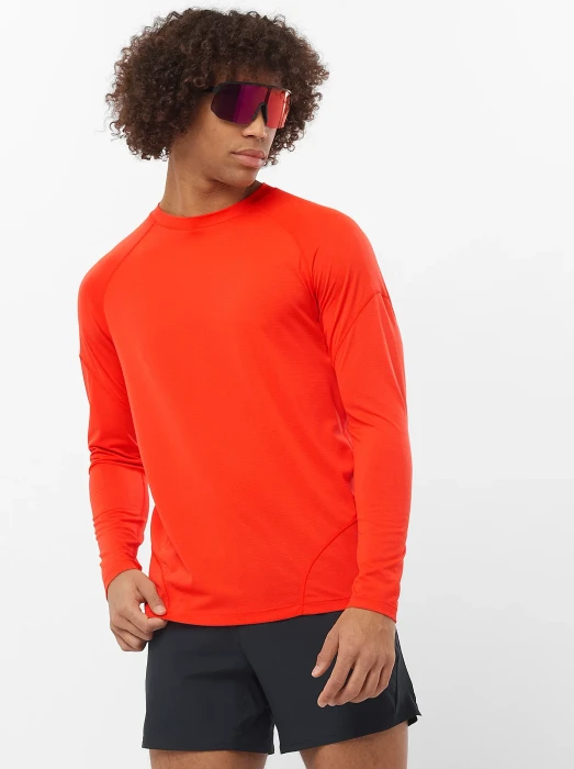 Salomon Cross Run Laufshirt langarm cherry tomato (Herren)