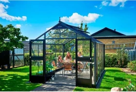 Juliana Premium 13m² 3mm Sicherheitsglas Gewächshaus anthrazit/schwarz