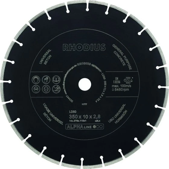 Rhodius LD50 Diamanttrennscheibe, 350x2.8x25.4mm, 1 Stück