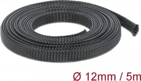 DeLOCK Geflechtschlauch dehnbar, 12mm, 5m, schwarz