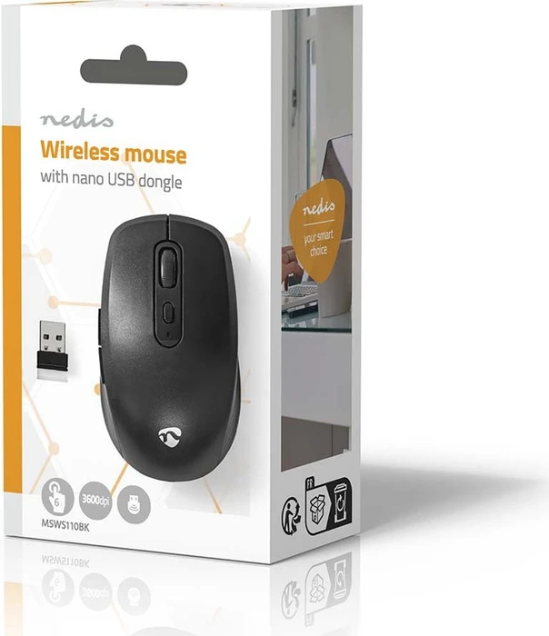 Nedis Wireless Mouse, schwarz, USB
