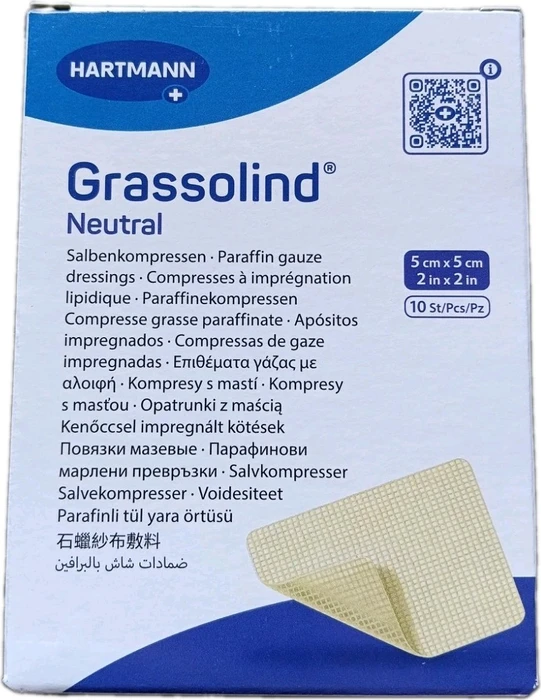 Hartmann Grassolind Salbenkompressen steril, 5 x 5cm, 10 Stück
