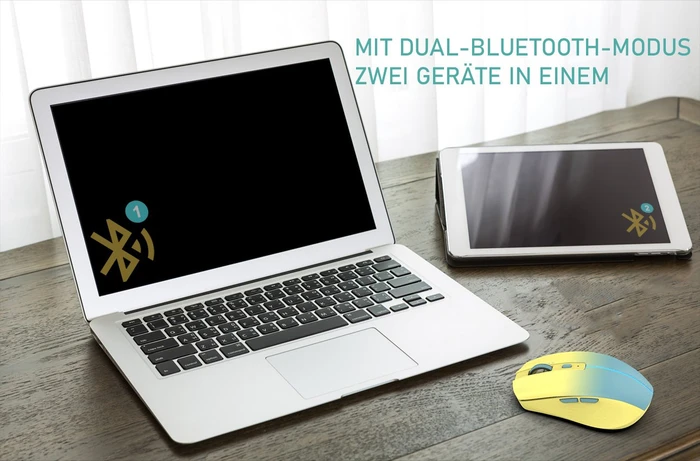 Inca IWM-511RS Wireless Mouse gelb/blau, USB/Bluetooth
