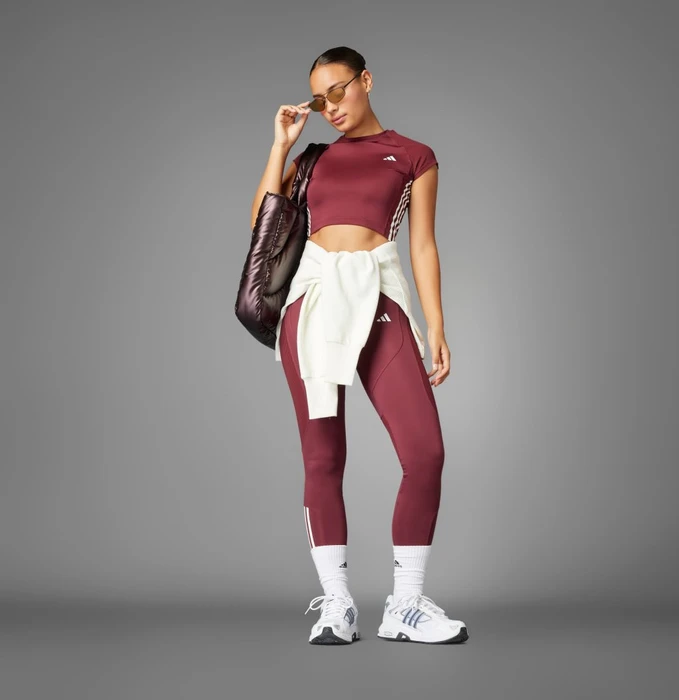 adidas Hyperglam Rib Funktionsshirt kurzarm shadow red (Damen)