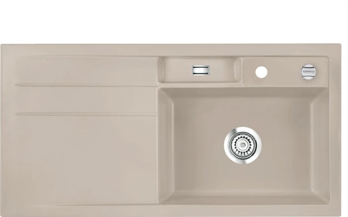 systemceram Bela 100 Einbau Becken rechts mit Ablauffernbedienung fango
