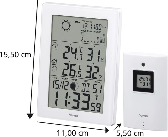 Hama EWS-3200 Funkwetterstation weiß, digital