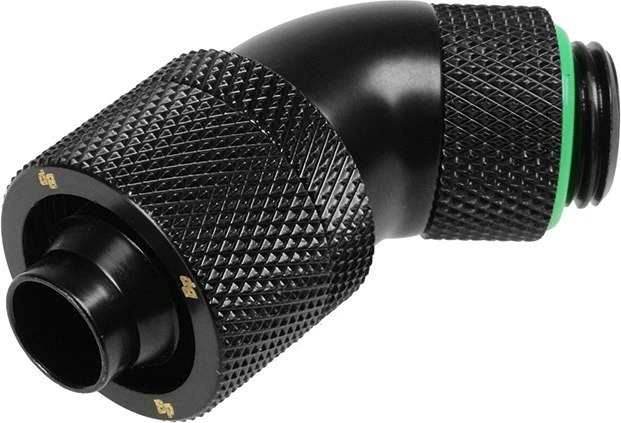 Bitspower Schlauchanschluss 45° G1/4" auf 16/10mm, drehbar, Matt Black