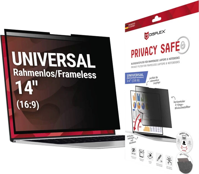 Displex Displayschutzglas mit Blickschutz für Universell