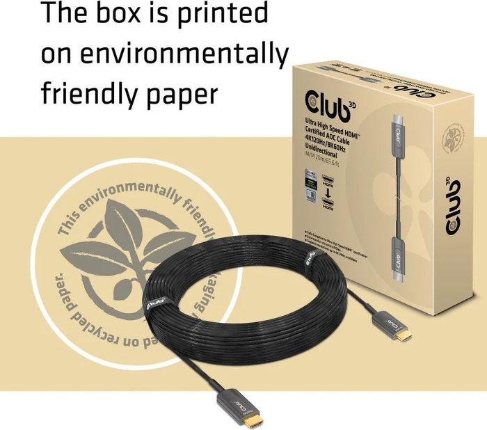 Club 3D Ultra High Speed HDMI 2.1 Kabel 4K120Hz, 8K60Hz, 48Gbps zertifiziert, 20m