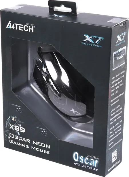 A4Tech X89 Oscar Neon Gaming Mouse, Stone schwarz, USB