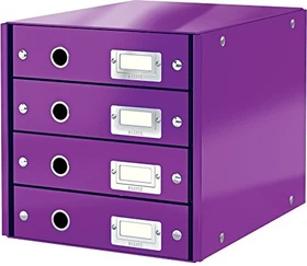 Leitz Click & Store WOW Schubladenbox, 4 Schubladen, violett