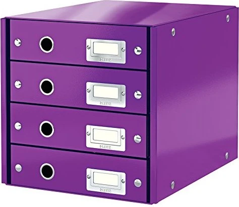 Leitz Click & Store WOW Schubladenbox, 4 Schubladen, violett