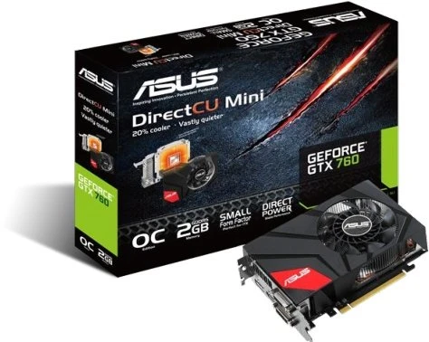 ASUS GeForce GTX 760 DC Mini, GTX760-DCMOC-2GD5, 2GB GDDR5, 2x DVI, HDMI, DP