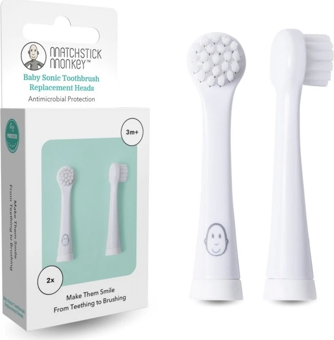 Matchstick Monkey Baby Electric Sonic Toothbrush Ersatzbürste, 2 Stück