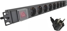 Dinic 19" Rackmount Aluminium Steckdosenleiste, 1HE, 8-fach, 1.8m