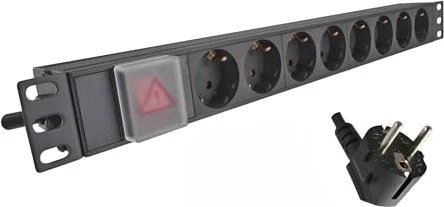 Dinic 19" Rackmount Aluminium Steckdosenleiste, 1HE, 8-fach, 1.8m