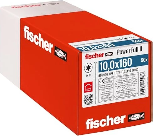 fischer PowerFull FPFII CTF 10.0x160 BC 50 Vollgewindeschraube, 10x160mm, 50 Stück