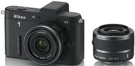 Nikon 1 V1 schwarz mit Objektiv 1 NIKKOR 10-30mm 3.5-5.6 VR und 1 NIKKOR 10mm 2.8