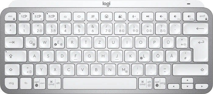 Logitech MX Keys Mini for Business, LEDs weiß, Logi Bolt, Pale Gray, weiß/grau, USB/Bluetooth, DE
