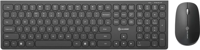Alogic Echelon USB-C Rechargeable Wireless Mouse and Keyboard for Windows, schwarz, USB/Bluetooth, UK