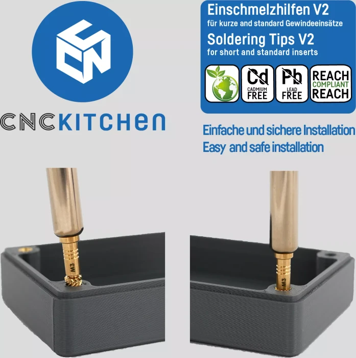 CNC Kitchen Einschmelzhilfen V2 für Gewindeinsatz, kompatibel zu T18/M900 Lötkolben