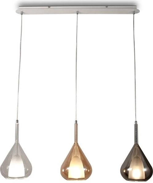 Fabas Luce Lila Pendelleuchte länglich 3-flammig grau